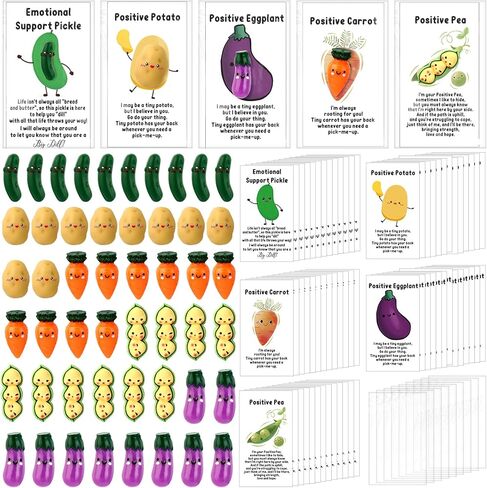 50 مجموعة ملهمة من بطاطس المخلل الإيجابية والخضراوات المضحكة من الراتنج مع بطاقة تقدير إيجابية هدية ملهمة وتشجيع الدعم العاطفي للممرضة الموظفة والمعلمة in Kuwait