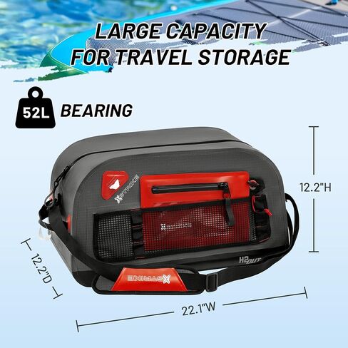 Waterproof Duffel Bag, 52L Large Capacity Waterproof Travel Dry Duffel Bag, Heavy Duty Bag with Durable Straps & Handles, Board Deck Bag for Kayaking Paddle Boating Rafting Fishing Picnic Camping in Saudi Arabia