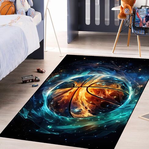 Soccer Rugs for Boys Bedroom - Soccer Ball Printed Area Rug Sports Rugs for Boys Bedroom Playroom Living Room Football Room Decor Sofa Floor Mat, 3'×5' in Saudi Arabia