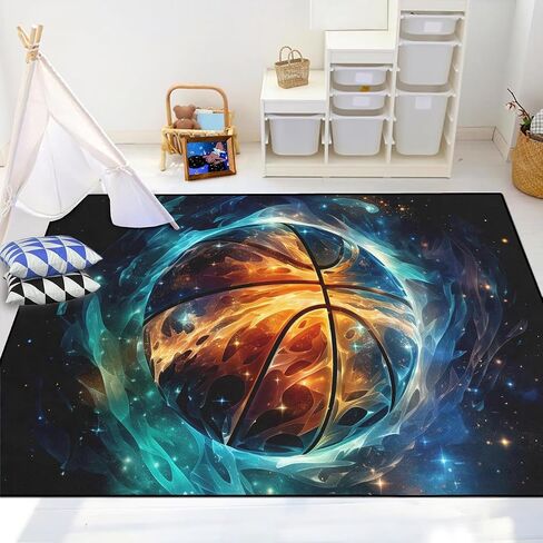 Soccer Rugs for Boys Bedroom - Soccer Ball Printed Area Rug Sports Rugs for Boys Bedroom Playroom Living Room Football Room Decor Sofa Floor Mat, 3'×5' in Saudi Arabia