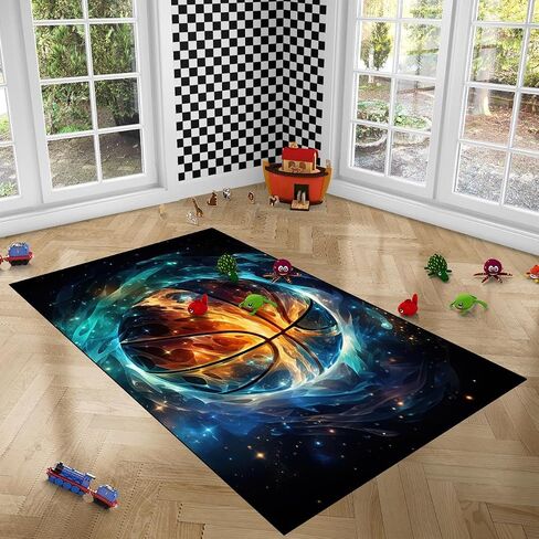 Soccer Rugs for Boys Bedroom - Soccer Ball Printed Area Rug Sports Rugs for Boys Bedroom Playroom Living Room Football Room Decor Sofa Floor Mat, 3'×5' in Saudi Arabia