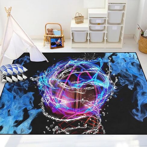 Soccer Rugs for Boys Bedroom - Soccer Ball Printed Area Rug Sports Rugs for Boys Bedroom Playroom Living Room Football Room Decor Sofa Floor Mat, 3'×5' in Saudi Arabia