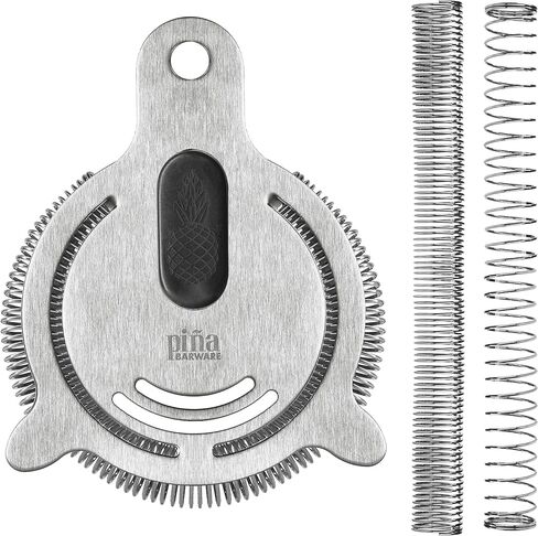 Piña Barware's The Hawthornette - Stainless Steel Commercial Hawthorne Style Cocktail Bar Strainer with Two Coils, Polished Finish 1 Pack in Kuwait