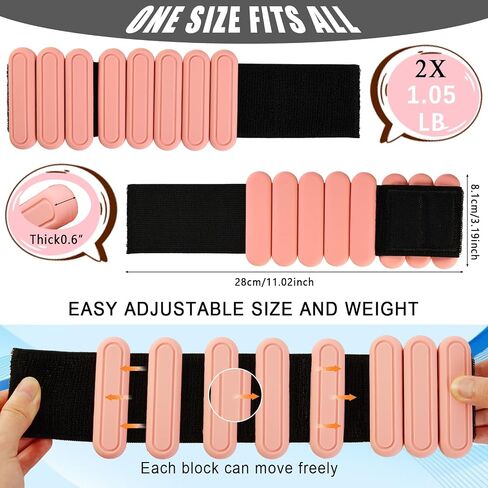 Wrist & Ankle Weights for Women Men, Adjustable Arm & Leg Weights Set of 2(1Lbs Each), Wearable Silicone Ankle Weights Bangles Home & Gym & Travel Workout for Pilates, Walking, Swimming, Zumba,Running in Saudi Arabia