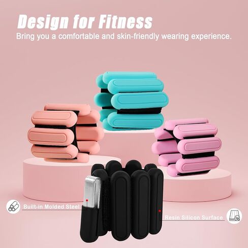 أوزان للمعصم والكاحل للنساء والرجال، مجموعة أوزان للذراع والساق قابلة للتعديل مكونة من 2 (1 رطل لكل منهما)، أساور من السيليكون قابلة للارتداء لأوزان الكاحل للمنزل وصالة الألعاب الرياضية والتمارين أثناء السفر للبيلاتيس والمشي والسباحة والزومبا والجري in Kuwait