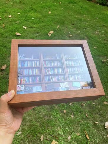 Anxiety Bookshelf,Cute Mini Bookshelf Ornament with 340pcs Mini Books,Miniature Bookshelf Decor,Miniature Scene Book Library for Book Lovers Home Office Decor (Brown) in Saudi Arabia