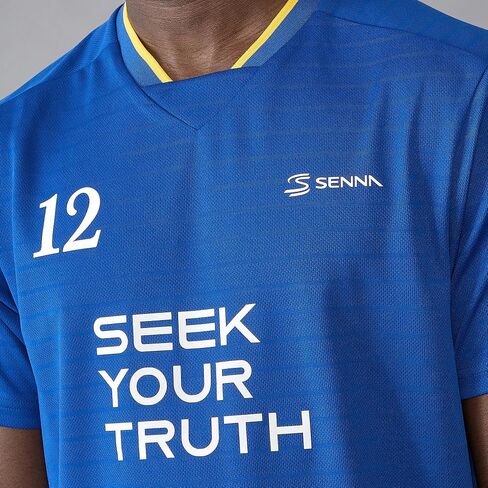 Ayrton Senna Men's Stripe Sports Tshirt - Navy in Saudi Arabia