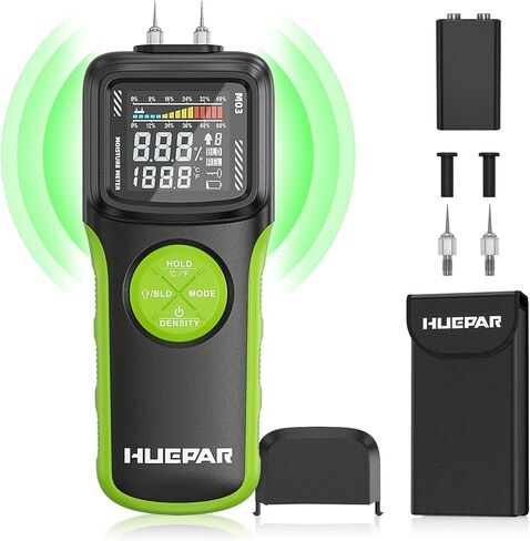 أجهزة قياس رطوبة الخشب، كاشف الرطوبة 2 في 1 بدبابيس وبدون دبابيس مع مستشعر مطور، شاشة بإضاءة خلفية، 9 معايرة، لاكتشاف الرطوبة في الخشب ومواد البناء، كاشف تسرب المياه in Kuwait