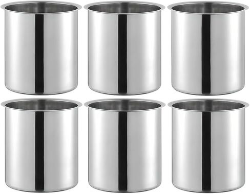 OCS Parts 6-Pack 3.5 Quart Bain Marie Pot | وعاء من الفولاذ المقاوم للصدأ مقاس 7-3/4 بوصة × 5-11/16 بوصة للأطعمة الدافئة أو الباردة أو الصلصات أو الحساء أو تنظيم أواني الطبخ in Kuwait