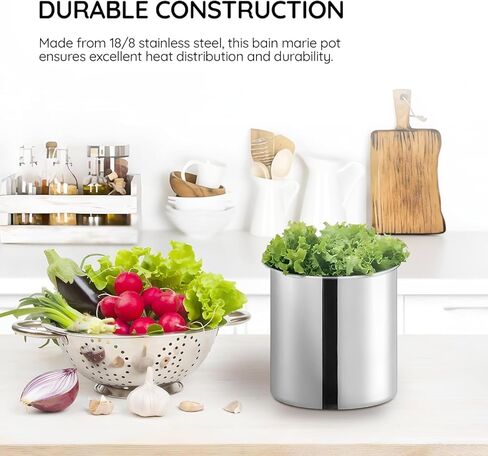 OCS Parts 6-Pack 3.5 Quart Bain Marie Pot | وعاء من الفولاذ المقاوم للصدأ مقاس 7-3/4 بوصة × 5-11/16 بوصة للأطعمة الدافئة أو الباردة أو الصلصات أو الحساء أو تنظيم أواني الطبخ in Kuwait