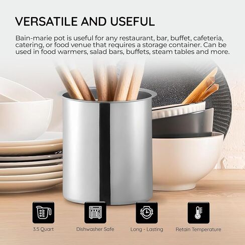 OCS Parts 6-Pack 3.5 Quart Bain Marie Pot | وعاء من الفولاذ المقاوم للصدأ مقاس 7-3/4 بوصة × 5-11/16 بوصة للأطعمة الدافئة أو الباردة أو الصلصات أو الحساء أو تنظيم أواني الطبخ in Kuwait