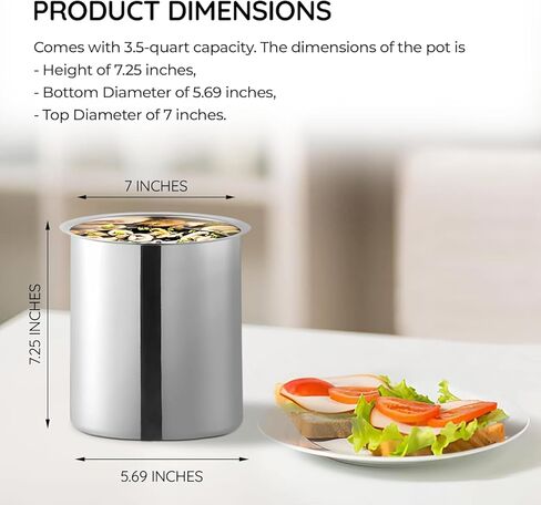 OCS Parts 6-Pack 3.5 Quart Bain Marie Pot | وعاء من الفولاذ المقاوم للصدأ مقاس 7-3/4 بوصة × 5-11/16 بوصة للأطعمة الدافئة أو الباردة أو الصلصات أو الحساء أو تنظيم أواني الطبخ in Kuwait