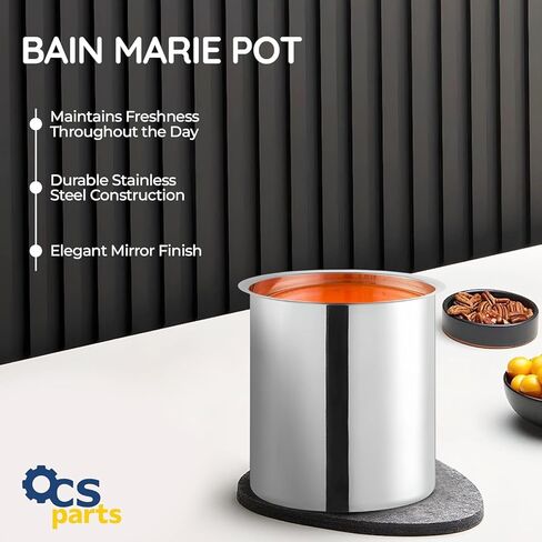OCS Parts 6-Pack 3.5 Quart Bain Marie Pot | وعاء من الفولاذ المقاوم للصدأ مقاس 7-3/4 بوصة × 5-11/16 بوصة للأطعمة الدافئة أو الباردة أو الصلصات أو الحساء أو تنظيم أواني الطبخ in Kuwait
