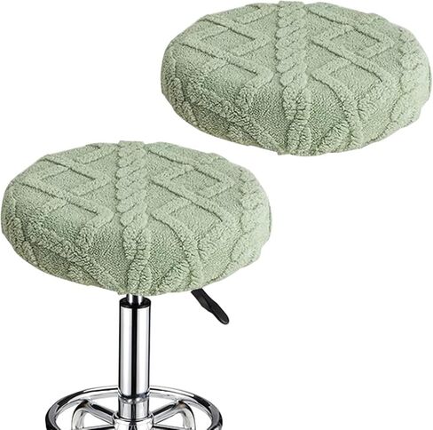 Round Stool Covers 2 Pack Stretch Bar Stool Slipcovers Soft Rolling Round Barstool Seat Cover Washable Round Chair Protector for Home Bar Kitchen Office Shop 12"-14" Light Green in Saudi Arabia