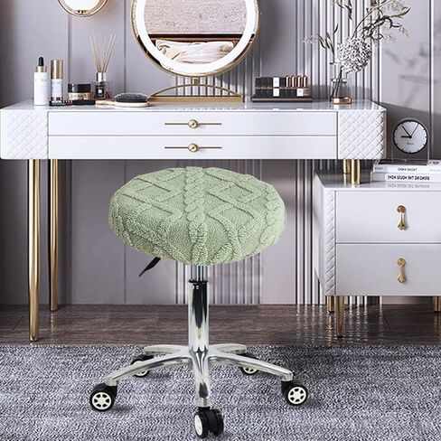 Round Stool Covers 2 Pack Stretch Bar Stool Slipcovers Soft Rolling Round Barstool Seat Cover Washable Round Chair Protector for Home Bar Kitchen Office Shop 12"-14" Light Green in Saudi Arabia