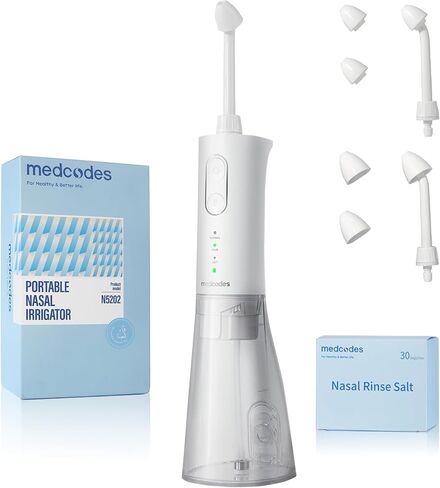 Neti Pot Sinus Rinsing, Nasal Rinse Bottle Sinus Rinse Nose Wash Cleaner Pressure Irrigation, Neti-Pot 3 Modes 2 Jet with 300ml with 30 Nasal Wash Salt Packets for Adult & Kid Travel in Saudi Arabia