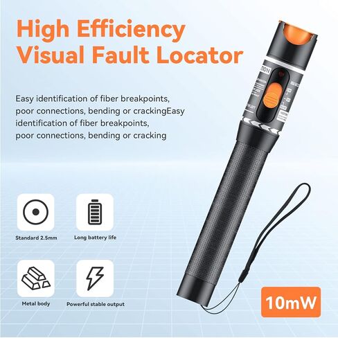 مجموعة أدوات تحديد موقع الأخطاء البصرية، أدوات اختبار كابلات الألياف الضوئية من Seesi، أدوات اختبار كابلات الألياف الضوئية من سبائك الألومنيوم 10 كيلومتر VFL لمحولات FC وSC وST وLC in Kuwait