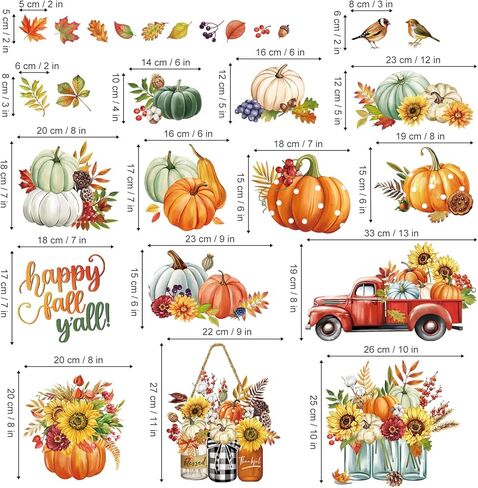 decalmile Woodland Animals Fall Pumpkin Window Clings Deer Fox Racoon Autumn Harvest Double Sided Window Decals Anti-Collision Window Stickers in Kuwait