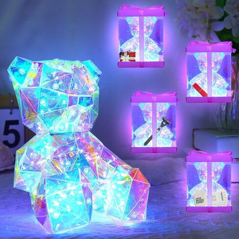 هدايا الدب اللطيفة، ضوء ليلي الدب الملون، ديكور مصباح الدب اللامع، هدايا الدب المتوهجة لعيد الحب، عيد الميلاد، الذكرى السنوية، التخرج للفتيات، ابنة الأخت، الأصدقاء، النساء، العمة، الأم in Kuwait