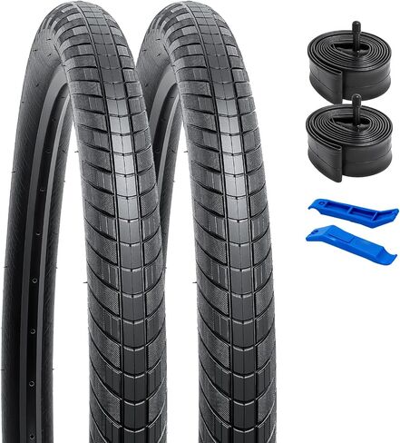 YUNSCM 2-PCS 26" Bike Tires 26x2.40/60-559 and 26" Heavy Duty Bike Tubes Schrader Valve AV32mm Compatible with 26x2.35 26x2.40 Bike Bicycle Tires and Tubes (W-2120) in Saudi Arabia