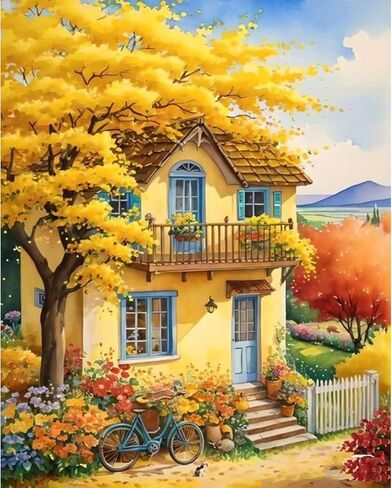 Landscape Paint by Number for Adults-House Paint by Numbers for Adults,Landscape Paint by Numbers Kit for Gift Home Wall Decor(Landscape,16x20 inch) in Saudi Arabia