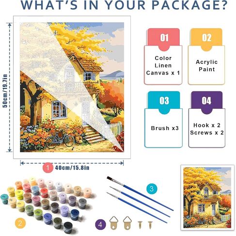 Landscape Paint by Number for Adults-House Paint by Numbers for Adults,Landscape Paint by Numbers Kit for Gift Home Wall Decor(Landscape,16x20 inch) in Saudi Arabia