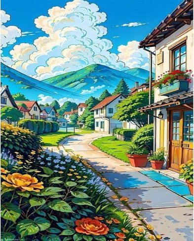 Landscape Paint by Number for Adults-House Paint by Numbers for Adults,Landscape Paint by Numbers Kit for Gift Home Wall Decor(Landscape,16x20 inch) in Kuwait
