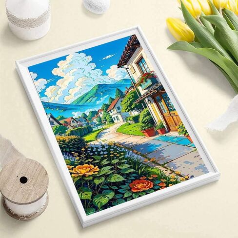 Landscape Paint by Number for Adults-House Paint by Numbers for Adults,Landscape Paint by Numbers Kit for Gift Home Wall Decor(Landscape,16x20 inch) in Kuwait