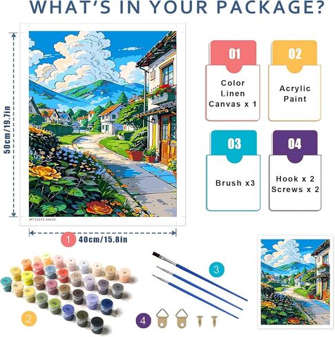 Landscape Paint by Number for Adults-House Paint by Numbers for Adults,Landscape Paint by Numbers Kit for Gift Home Wall Decor(Landscape,16x20 inch) in Kuwait