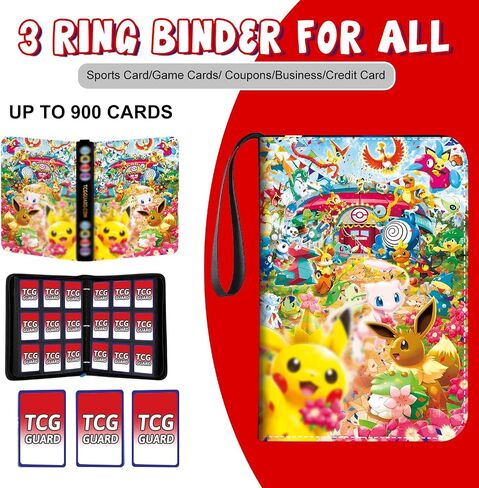 900-Pocket Card Binder 9-Pocket Double Sided Trading Card Holder with 50 Page Removable Sleeves-TCG Card Binder High Storage Collection Card Album Carrying Case - Gifts For Boys & Girls in Saudi Arabia