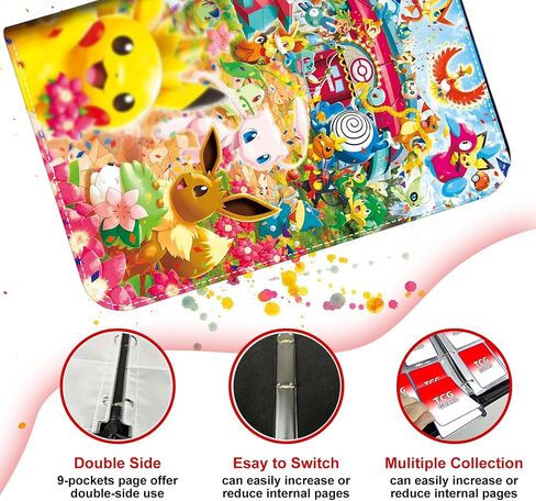 900-Pocket Card Binder 9-Pocket Double Sided Trading Card Holder with 50 Page Removable Sleeves-TCG Card Binder High Storage Collection Card Album Carrying Case - Gifts For Boys & Girls in Saudi Arabia