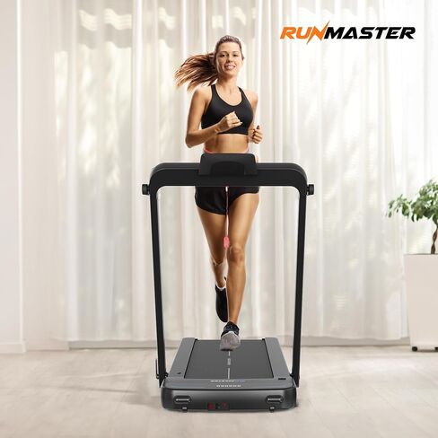 2 in 1 Folding Treadmill - Portable, Space-Saving, 2.5HP Under Desk Electric Treadmill with Foldable Handle, Large Belt for Walking and Jogging, 12 Exercise Programs - Black in Saudi Arabia