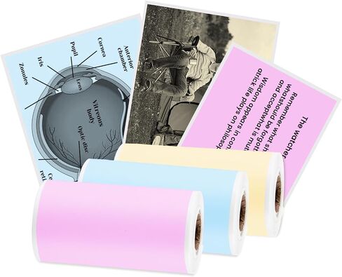 vretti Colorful Adhesive Thermal Sticker Paper for TP6-S/TP6 Pocket Printer, 57mm *30mm, 3 Rolls for Journal, Photos, Notes, Kids Gift in Saudi Arabia
