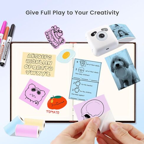 vretti Colorful Adhesive Thermal Sticker Paper for TP6-S/TP6 Pocket Printer, 57mm *30mm, 3 Rolls for Journal, Photos, Notes, Kids Gift in Saudi Arabia