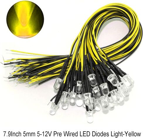 MEETOOT LED Diodes 30PCS Pre Wired 7.8 Inch / 20cm 12V 5mm White LED Light Emitting Diodes in Saudi Arabia
