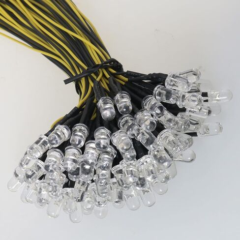 MEETOOT LED Diodes 30PCS Pre Wired 7.8 Inch / 20cm 12V 5mm White LED Light Emitting Diodes in Saudi Arabia