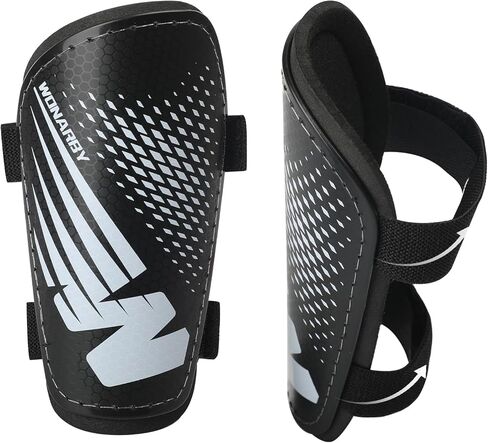 واقيات الساق للأطفال الشباب - واقي الساق للأولاد والبنات والمراهقين والأطفال الصغار من عمر 2 إلى 18 عامًا - معدات حماية وسادات ساق كرة القدم مع أشرطة قابلة للتعديل in Kuwait