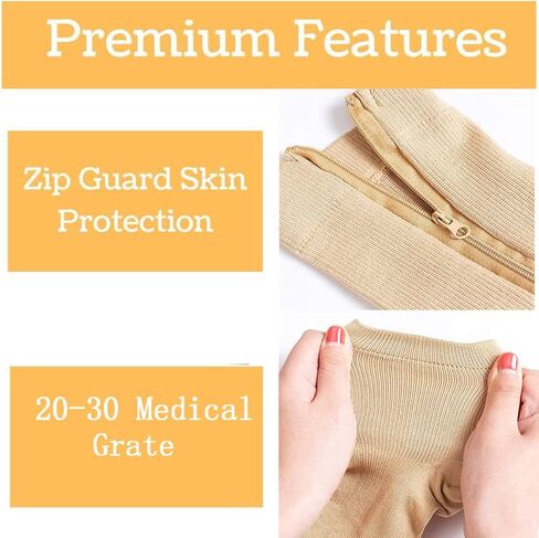 20 to 30 Zipper Socks 2 Pair Zip Socks Closed Toe with Zipper Stocking Wide Calf Knee Length Easy on in Saudi Arabia