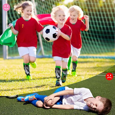 واقيات الساق للأطفال الشباب - واقي الساق للأولاد والبنات والمراهقين والأطفال الصغار من عمر 2 إلى 18 عامًا - معدات حماية وسادات ساق كرة القدم مع أشرطة قابلة للتعديل in Kuwait