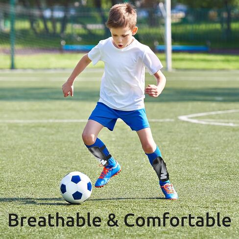 واقيات الساق للأطفال الشباب - واقي الساق للأولاد والبنات والمراهقين والأطفال الصغار من عمر 2 إلى 18 عامًا - معدات حماية وسادات ساق كرة القدم مع أشرطة قابلة للتعديل in Kuwait