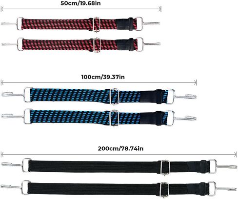 حبال بنجي مسطحة قابلة للتعديل مقاس 20-40-80 بوصة. أشرطة بنجي عالية القوة مع خطافات معدنية شديدة التحمل مقاومة للطقس. تقليص الأنبوب لمزيد من القوة. السيارات والقوارب والمنزل والمقطورة والمزيد in Kuwait