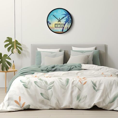 Wall Clock, 12 Inch Dial Non-Ticking Silent Wall Clocks Battery Operated Analog with LCD Display for Calendar and Temperature Modern Wall Clock for Living Room, Bedroom, Kitchen, Office Decor in Saudi Arabia