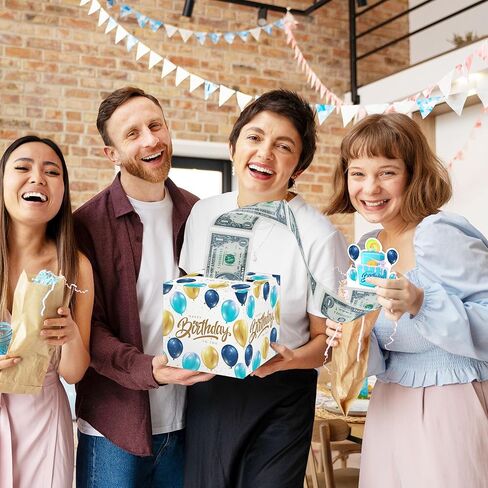 Butterfly Surprise Money Box Gift Pull - Happy Birthday Money Box for Cash Gift Set Included Happy Birthday Card and 35Pcs Transparent Bags, Fun Birthday Gift for Kids Girls in Kuwait