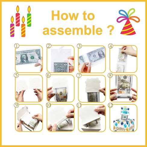 Butterfly Surprise Money Box Gift Pull - Happy Birthday Money Box for Cash Gift Set Included Happy Birthday Card and 35Pcs Transparent Bags, Fun Birthday Gift for Kids Girls in Kuwait