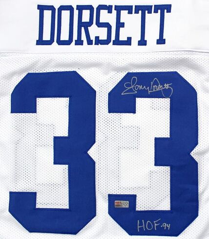 Tony Dorsett Signed Autographed White Custom Jersey Inscribed HOF 94 TRISTAR in Saudi Arabia