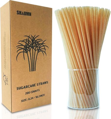 Biodegradable Eco-Friendly Sugarcane Straws 10.2 Inch Long Compostable Drinking Straws Bulk Plasticless A Sturdy Straws Works for Hot/Cold Drinks Not Soggy Alternative to Platic/Paper Ones in Saudi Arabia