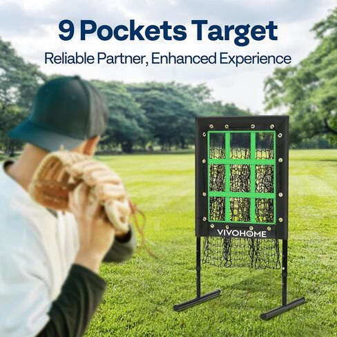 VIVOHOME Baseball Pitching Net, 9 Hole Softball Pitching Net with Strike Zone, Adjustable Baseball Softball Net for Batting Pitching Hitting with Carry Bag in Saudi Arabia