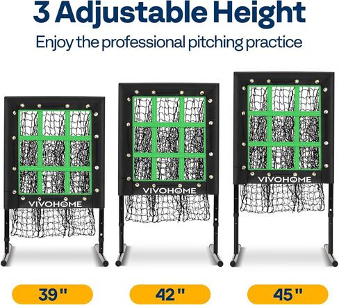 VIVOHOME Baseball Pitching Net, 9 Hole Softball Pitching Net with Strike Zone, Adjustable Baseball Softball Net for Batting Pitching Hitting with Carry Bag in Saudi Arabia