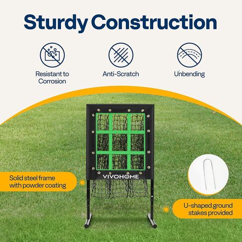VIVOHOME Baseball Pitching Net, 9 Hole Softball Pitching Net with Strike Zone, Adjustable Baseball Softball Net for Batting Pitching Hitting with Carry Bag in Saudi Arabia