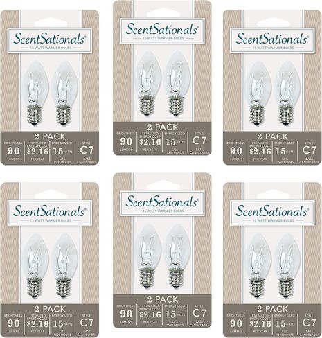مصابيح Scentsationals بقدرة 15 وات لتدفئة الشمع، قاعدة شمعدان E12 لمصباح كهربائي بقدرة 15 وات - شمعة تذويب الشمع الكهربائية البديلة للحائط، نمط معتمد C7 120 فولت (لمبات 2 - أخضر) in Kuwait